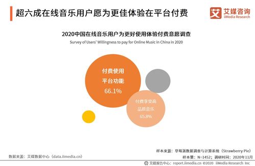 音樂(lè)行業(yè)數(shù)據(jù)分析 2020年66.1 中國(guó)在線音樂(lè)用戶愿意付費(fèi)使用平臺(tái)功能